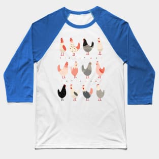 Farmyard Flock: Cute Chicken Crewneck Baseball T-Shirt